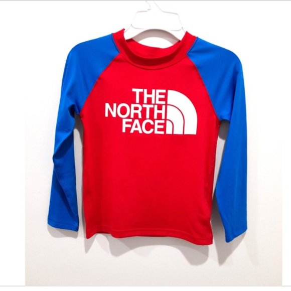 NEW The North Face Red Blue Amphibious Long Sleeve Sun Tee Shirt Boys XS, XL - Picture 1 of 7